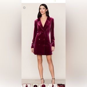Yumi Kim Suit Up velvet Burgundy Dress xs BNWT
